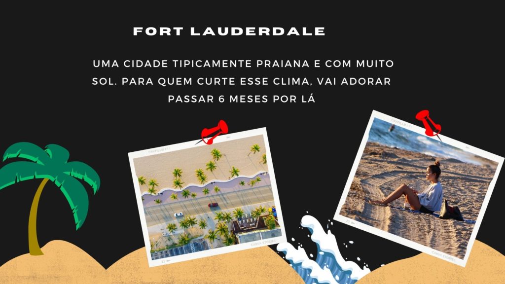 ilustração com motivos para escolher for lauderdale como destino de intercâmbio