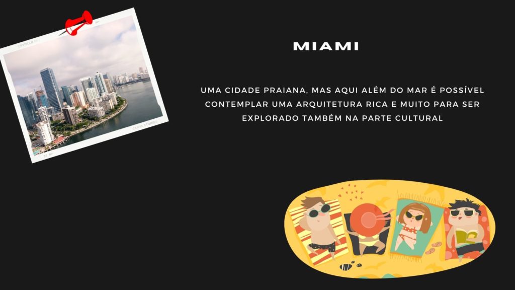 ilustração com motivos para escolher Miami como destino de intercâmbio