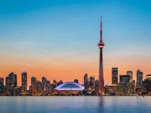 horizonte por do sol em toronto canada