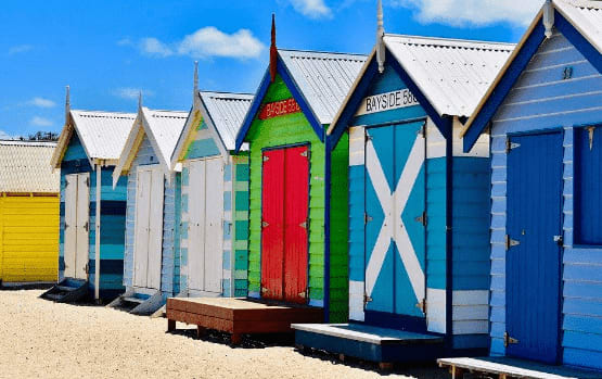 cabines coloridas na Austrália