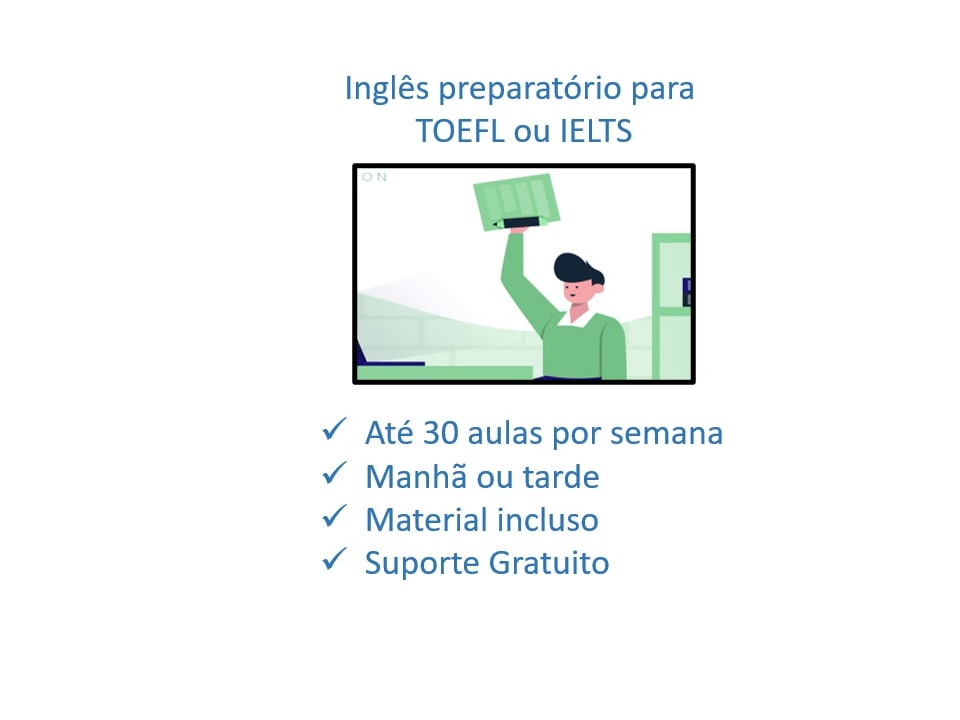 ilustração sobre curso de inglês preparatório para exames de proficiência