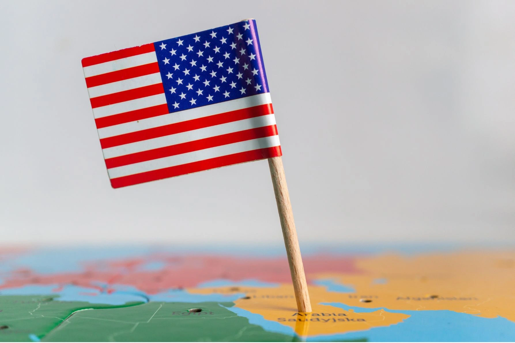 Mapa com a bandeira dos EUA