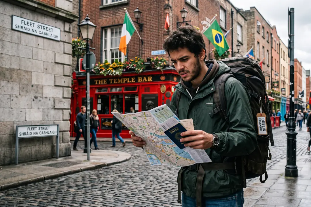imagem de turista perdido na Irlanda